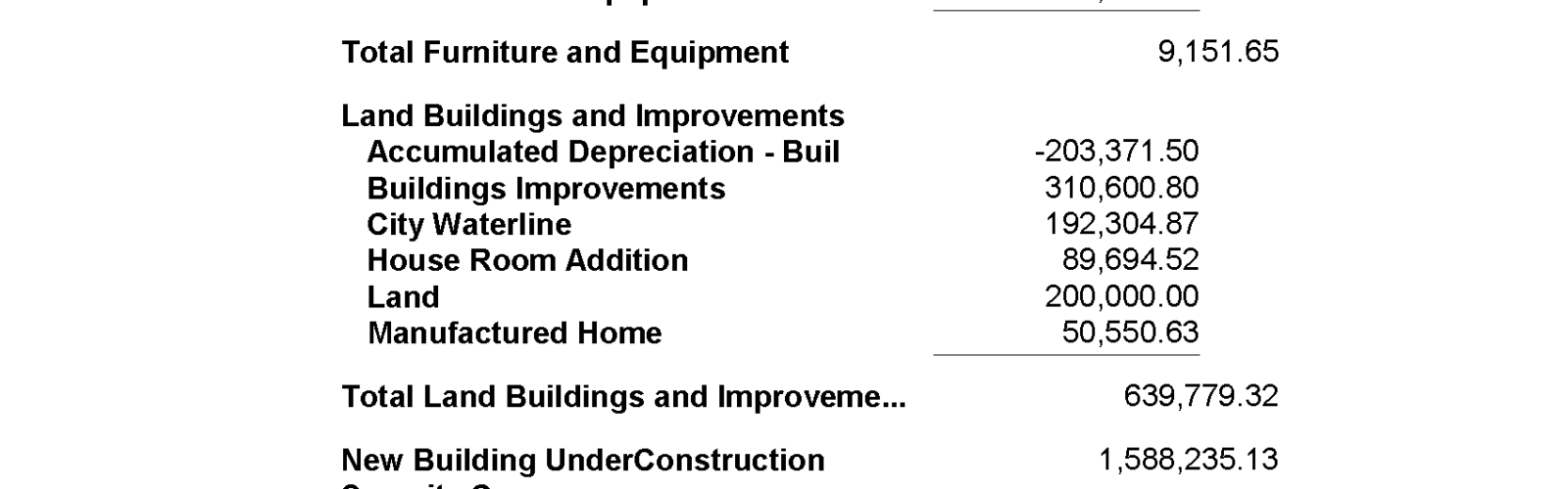 Balance sheet for Guru Nanak Sikh Temple.